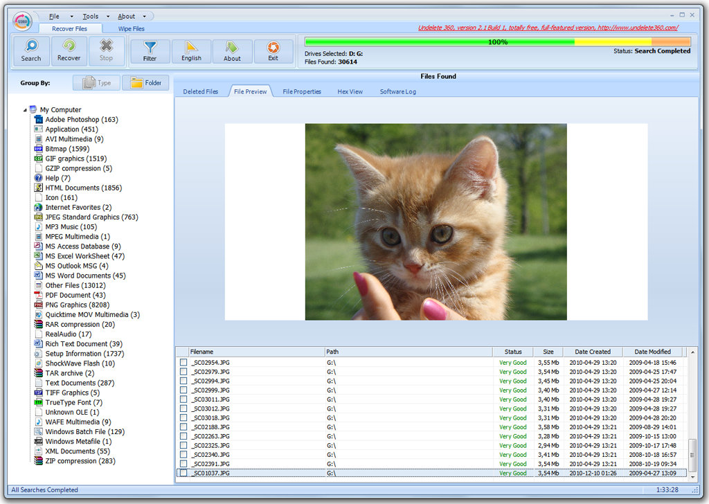 Undelete 360 2.1.6.26 software screenshot