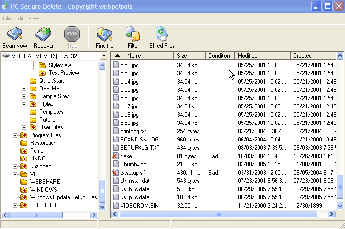 Undelete File - Undelete Data 1.0 software screenshot