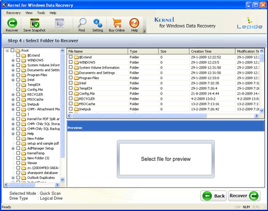 Undelete Software 11.01.01 software screenshot