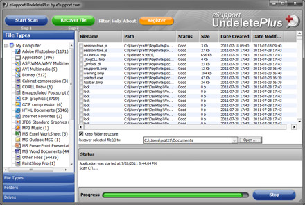 Undelete Plus 3.0.6.1019 software screenshot