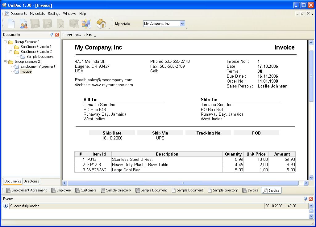 UniDoc 2.00 software screenshot