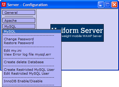 Uniform Server Zero XIII 13.3.2 software screenshot