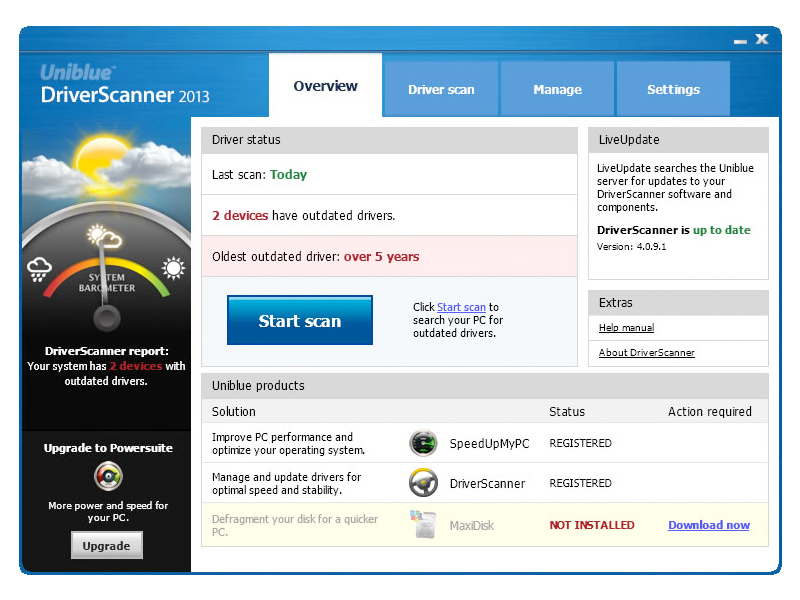 Uniblue DriverScanner 2017 4.1.1.1 software screenshot