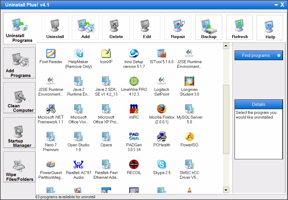 Uninstall Plus v3.9 software screenshot