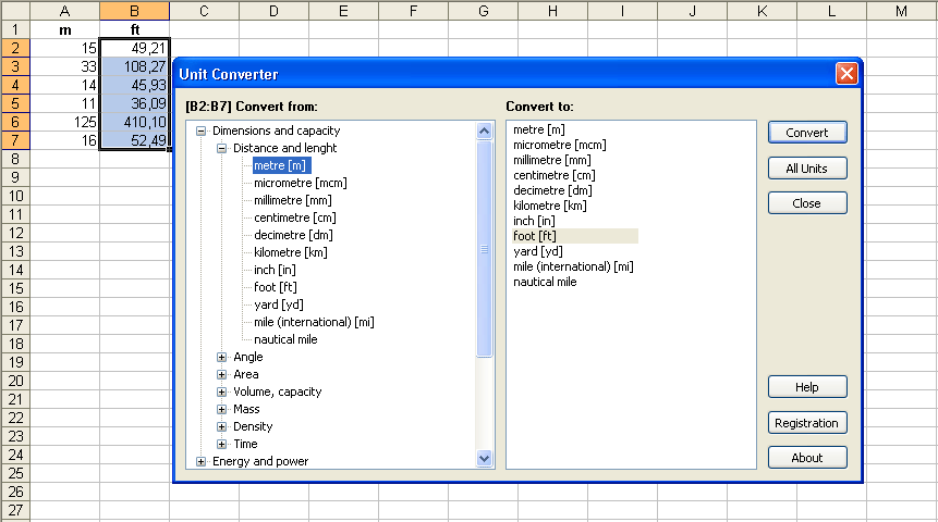 Unit Converter for Excel 3.3 software screenshot