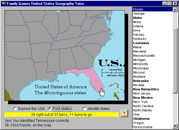 United States Geography Tutor 1.1.0 software screenshot