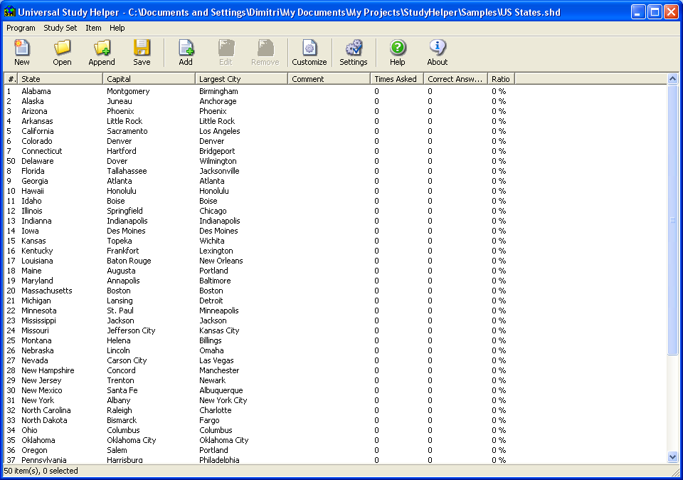 Universal Study Helper 1.3.1 software screenshot