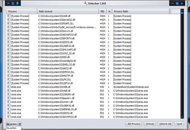 Unlocker 1.9.2 software screenshot