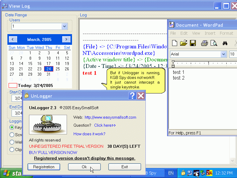Unlogger 2.3 software screenshot
