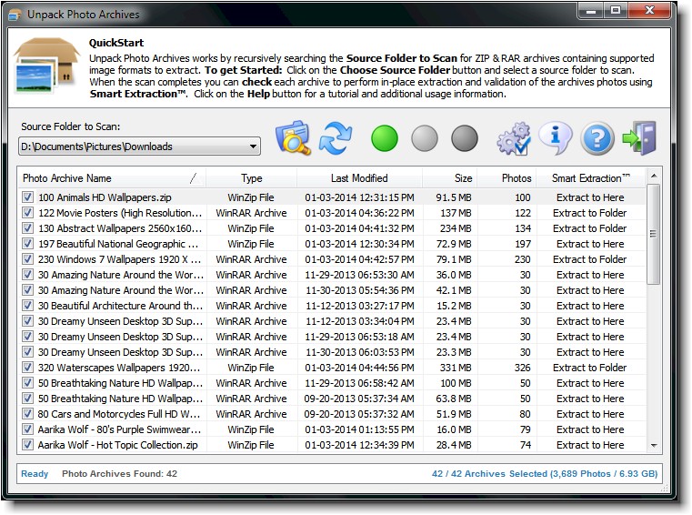 Unpack Photo Archives 1.0.(2014.74) software screenshot