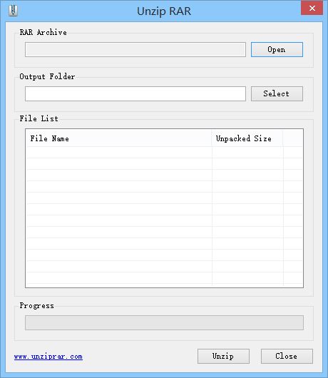 Unzip RAR 1.0 software screenshot