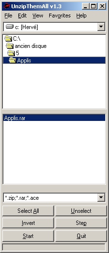UnzipThemAll 1.4 software screenshot