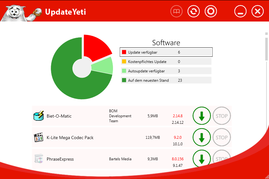 UpdateYeti 2015 2.38 software screenshot