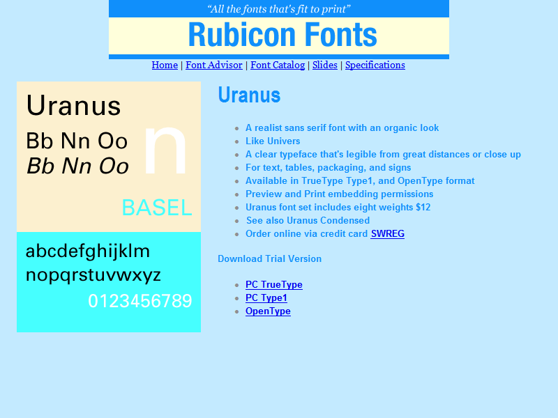 Uranus Font TT 2.00 software screenshot