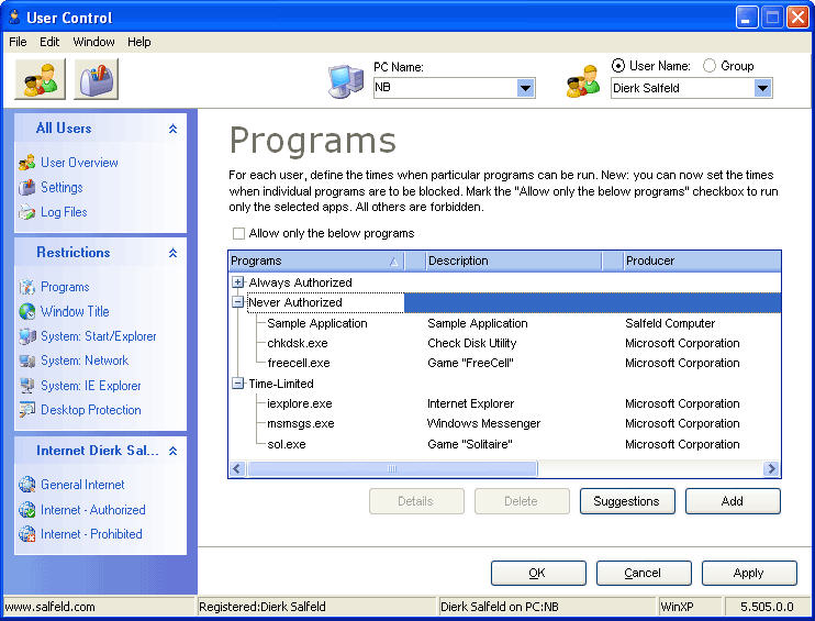 User Control 2014 14.610.0.0 software screenshot
