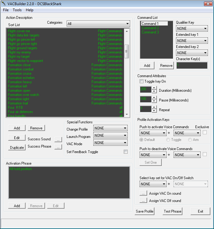VAC (Voice Activated Commands) 3.1.1 software screenshot