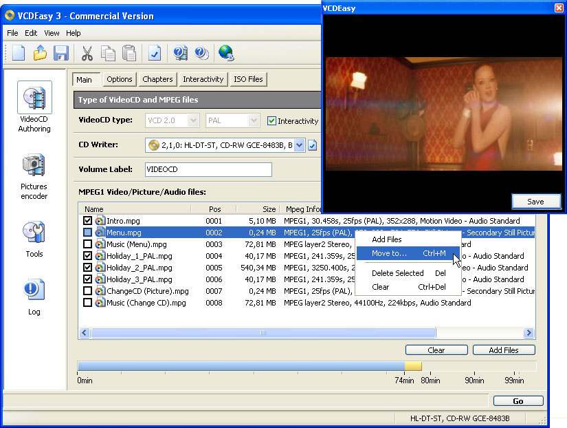 VCDEasy 3.1.0 software screenshot