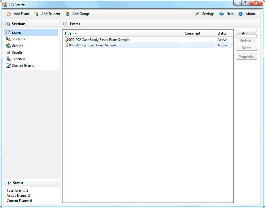 VCE Testing System 3.4.2 software screenshot