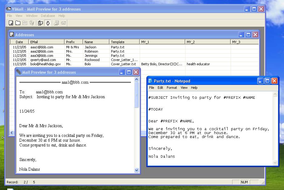 VIMail 1.0 software screenshot