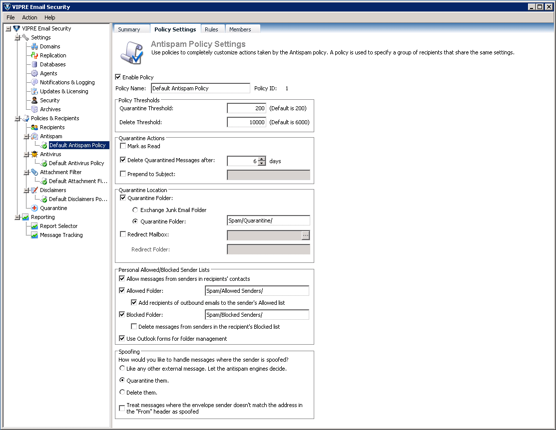 VIPRE Email Security for Exchange 4.0.2.4 software screenshot