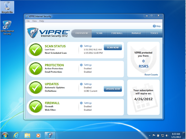 VIPRE Internet Security 2016 9.5.1.4 software screenshot