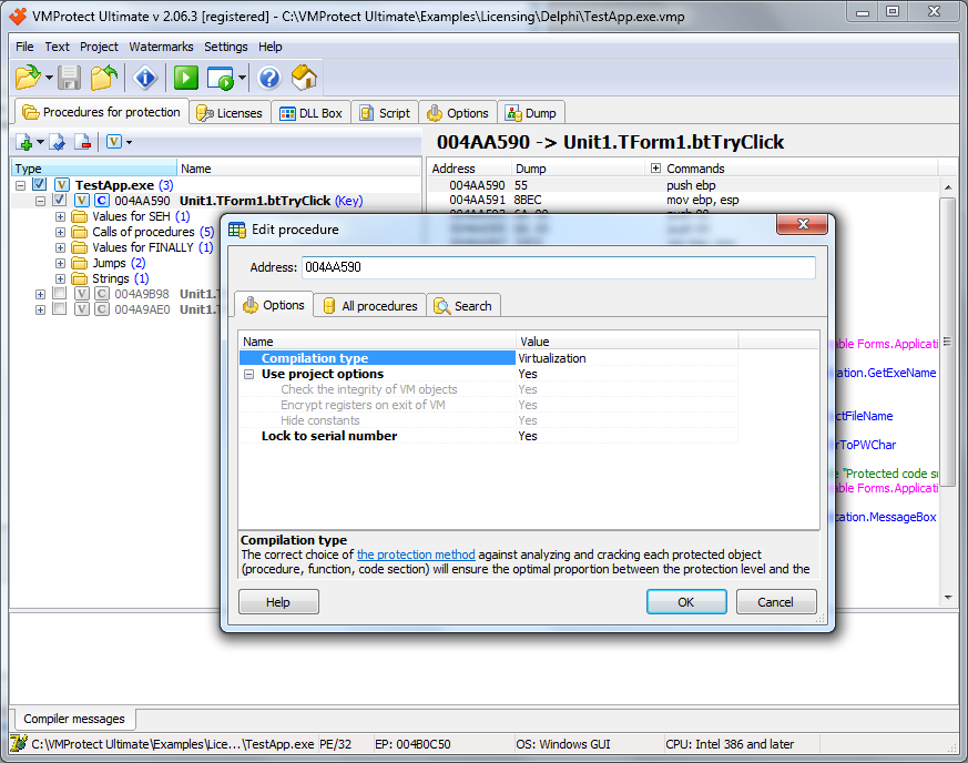 VMProtect 2.11 software screenshot