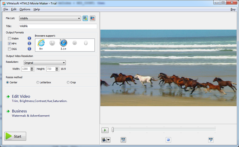 VMeisoft HTML5 Movie Maker 3.1.1.21 software screenshot