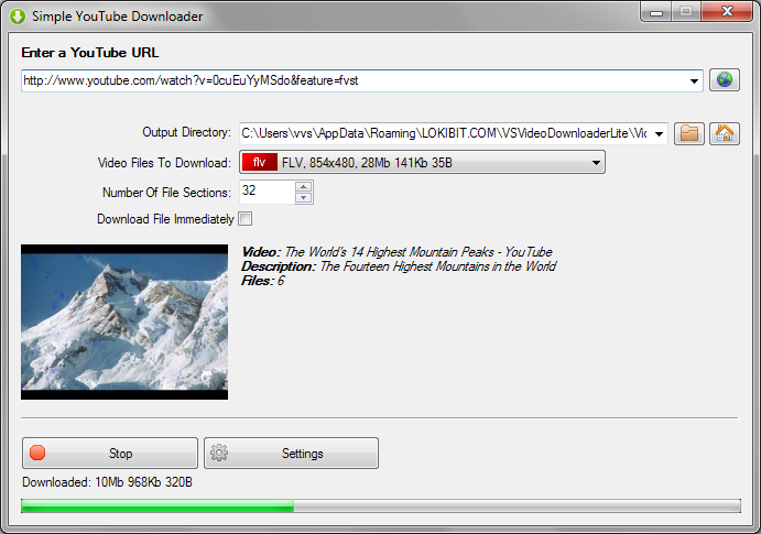 VSVideoDownloaderLite 0.2.1.679 software screenshot