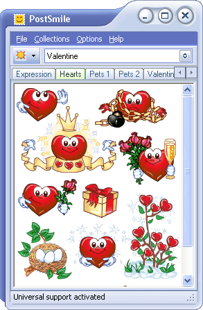 Valentine Smiley Collection for PostSmile 5.4 software screenshot