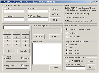 VaxVoIP SIP activeX SDK 3.1 software screenshot