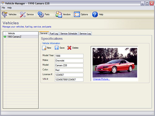 Vehicle Manager 2016 Professional Edition 2.0.1168.0 software screenshot