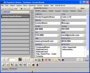 Vendor Organizer Deluxe 3.71 software screenshot
