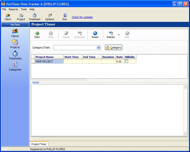 VeriTime Time Tracker Pro 7.0.3 software screenshot