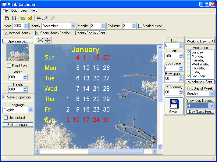 ViViD Calendar 1.1 software screenshot