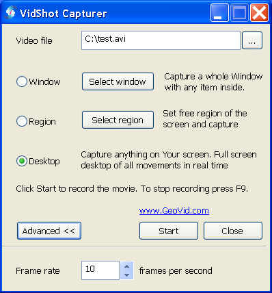 VidShot Capturer 1.0.63 software screenshot