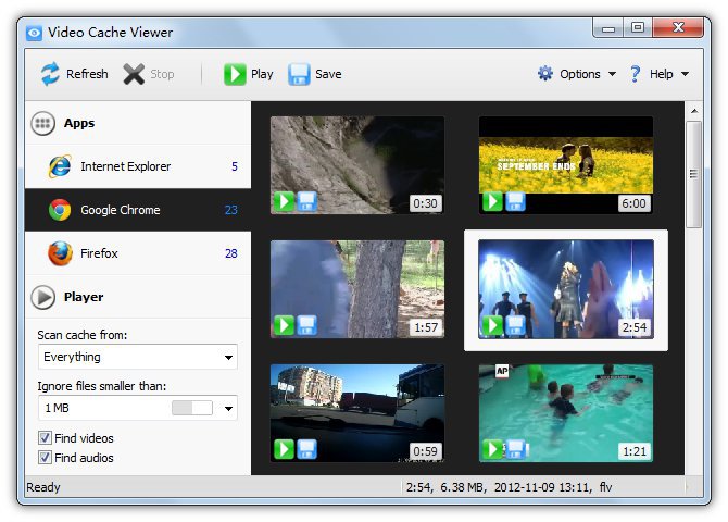 Video Cache Viewer 1.2.4 software screenshot