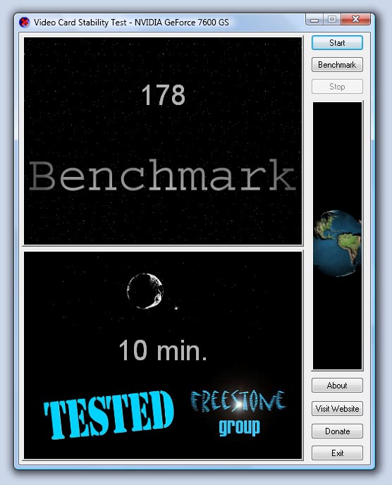 Video Card Stability Test 1.0.0.3 software screenshot
