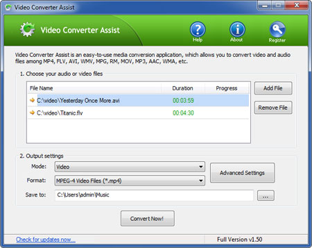 Video Converter Assist 1.50 software screenshot