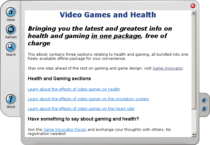 Video Games and Health 1.001 software screenshot
