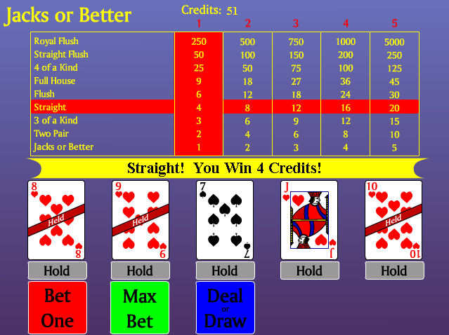 Video Poker - Jacks or Better 1.0 software screenshot