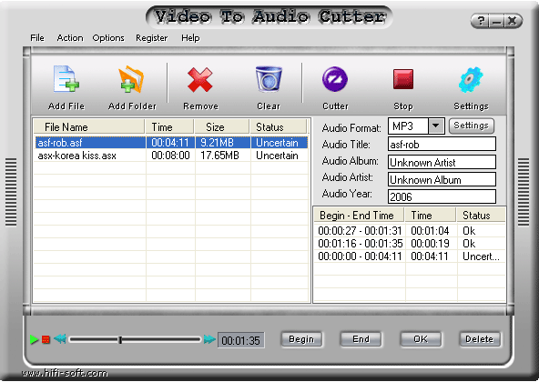 Video To Audio Cutter 2.00.07 software screenshot