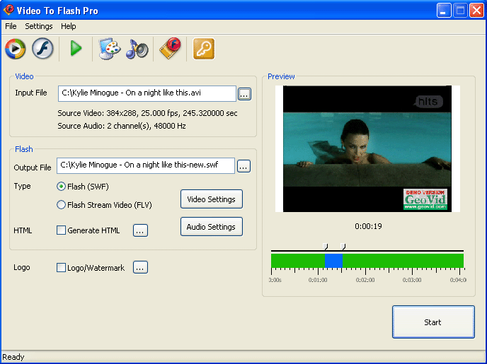 Video to Flash Converter PRO 6.5.19 software screenshot