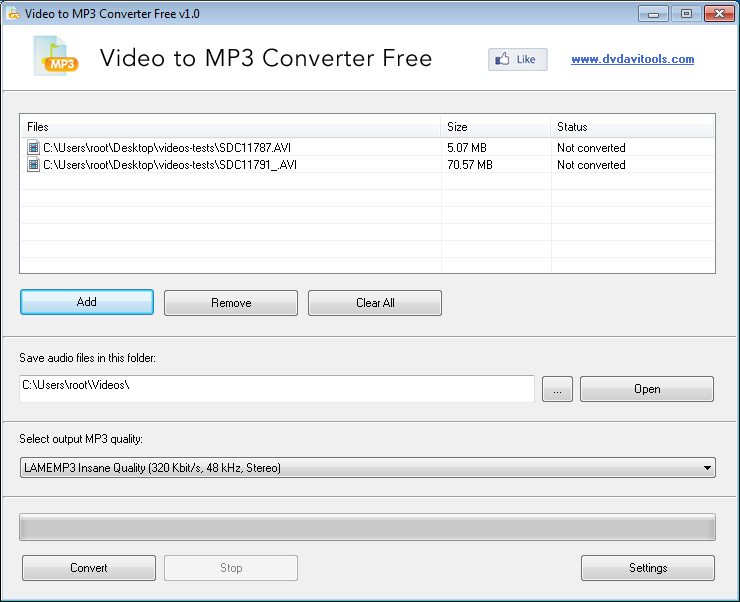 Video to MP3 Converter Free 1.1 software screenshot