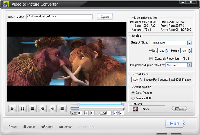 Video to Picture Converter 1.1 software screenshot