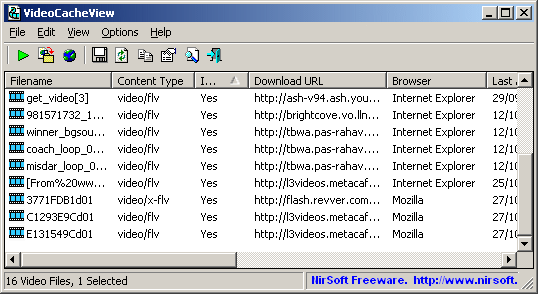 VideoCacheView 2.91 software screenshot