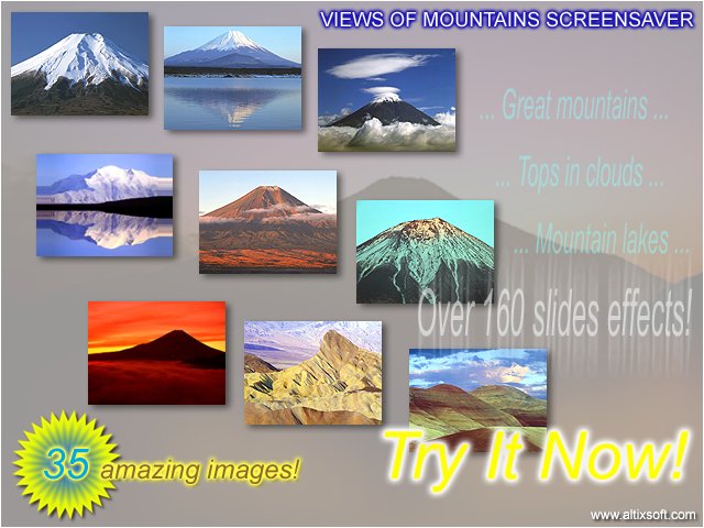 Views of Mountains Screensaver 3.0 software screenshot