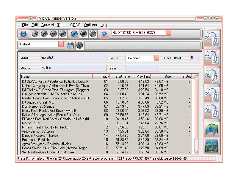 Vip CD Ripper 4.4.0 software screenshot
