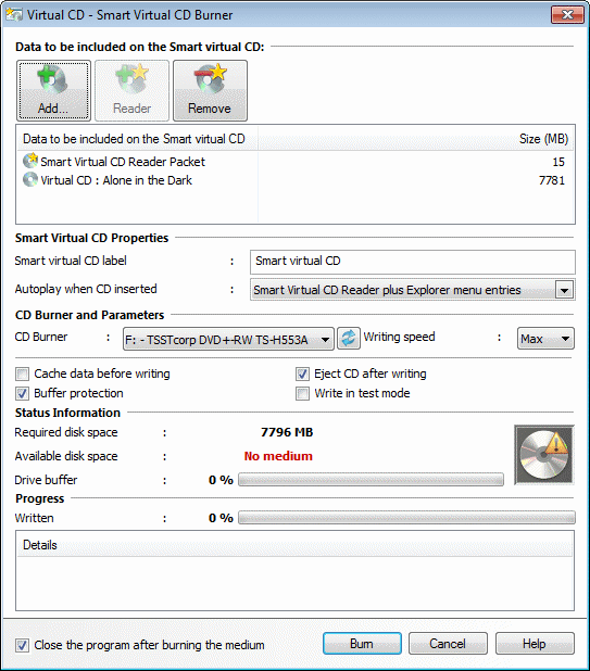 Virtual CD 10.5.0.0 software screenshot