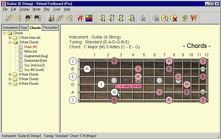 Virtual Fretboard for Guitar 1.00.06 software screenshot