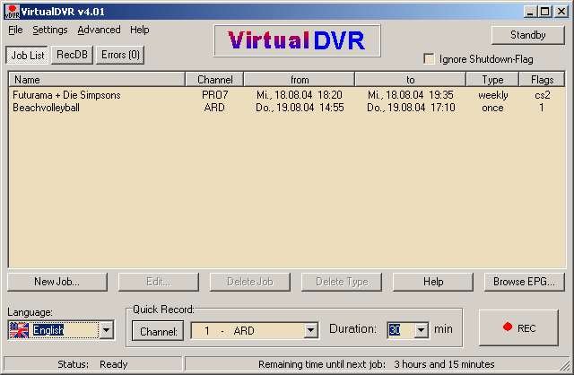 VirtualDVR 4.20 software screenshot